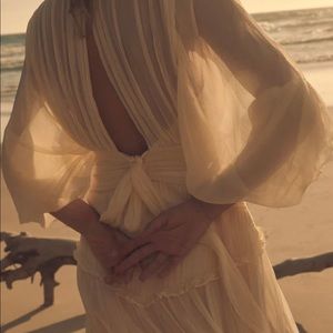 NWT Shona Joy Iris Open Back Long Sleeve Chiffon MIDI Dress size 4